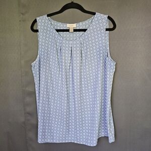 LOFT Women's Light Blue & White Sleeveless Blouse Size XL